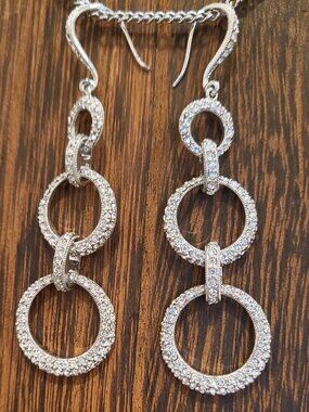 Nadri Pave CZ Drop Hoop Earrings